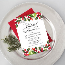 Elegant Rot und Grün Holiday Bridal Luncheon Einladung