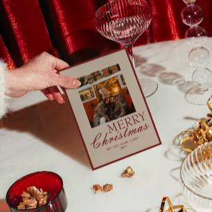 Elegant Roter Alter Reichtum Foto Retro Weihnachte Feiertagskarte