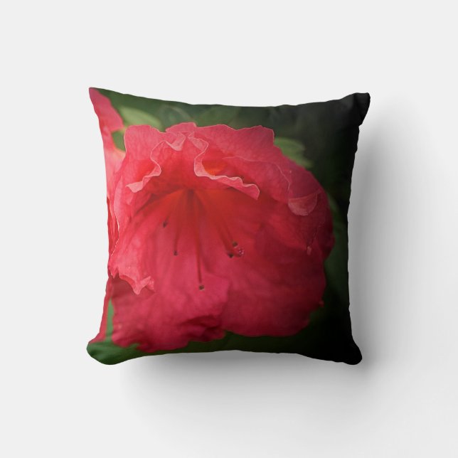 Elegant Rotes Blumenwirbelkissen Kissen (Vorderseite)