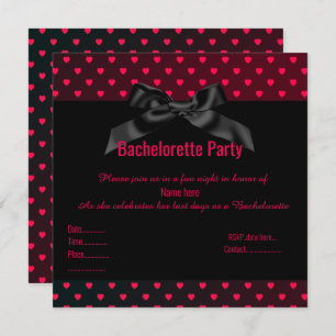 ELEGANT ROTES SCHWARZES HERZ BACHELORETTE EINLADUN EINLADUNG