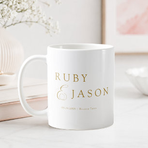 Elegant Royal Beige-Gold Schrift Weiß Hochzeit Kaffeetasse