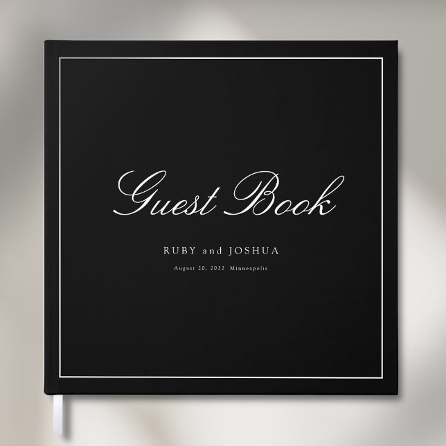 Elegant Royal Black Scripted Font Wedding Gästebuch (Elegant Royal Black Scripted Font Wedding Guest Book)
