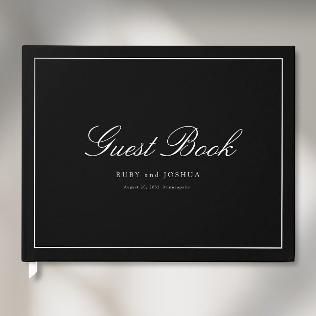 Elegant Royal Black Scripted Font Wedding Gästebuch (Elegant Royal Black Scripted Font Wedding Guest Book)