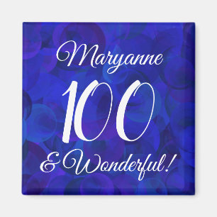 Elegant Royal Blue 100 und wunderbarer Geburtstag Magnet