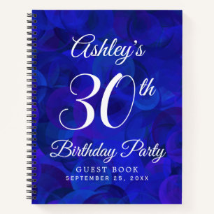 Elegant Royal Blue 30. Geburtstag Party Gästebuch Notizbuch