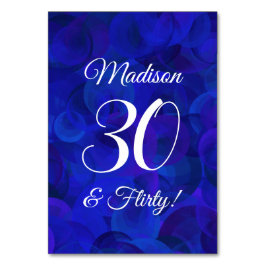 Elegant Royal Blue 30 & Kokett Birthday Party Tischnummer