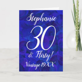 Elegant Royal Blue 30 und Kokett Geburtstag Karte
