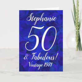 Elegant Royal Blue 50 und fabulous Geburtstag Karte