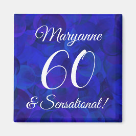 Elegant Royal Blue 60 & Sensational Birthday Party Magnet