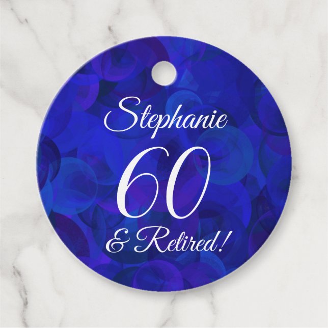 Elegant Royal Blue 60 und Rentenerwerb Geschenkanhänger (Vorderseite)