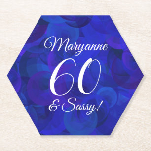 Elegant Royal Blue 60 und Sassy Birthday Party Untersetzer
