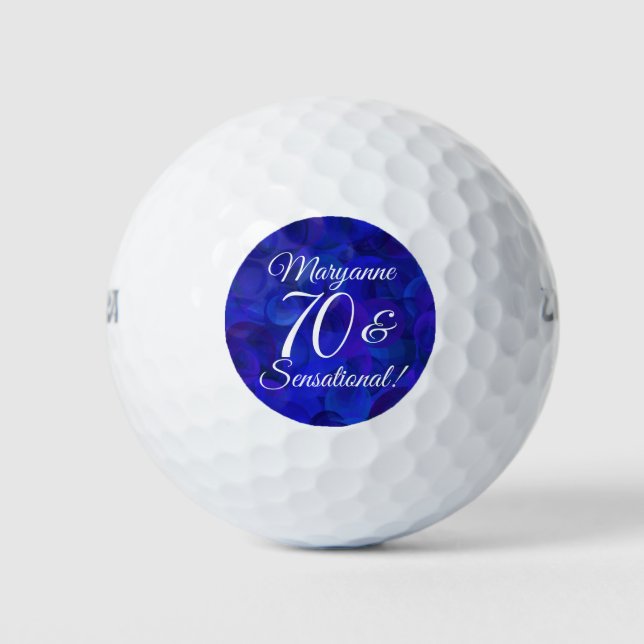 Elegant Royal Blue 70 & Sensational Birthday Party Golfball (Vorderseite)