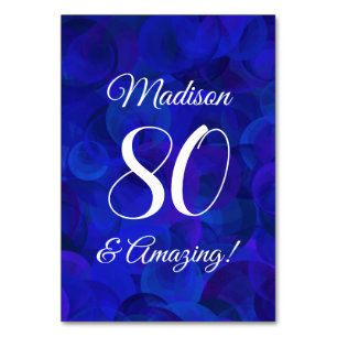 Elegant Royal Blue 80 und Phantastische Geburtstag Tischnummer