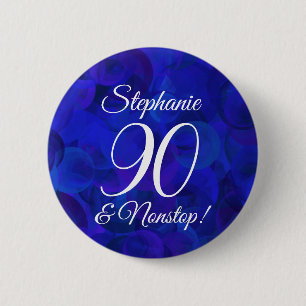Elegant Royal Blue 90 und Nonstop Birthday Party Button