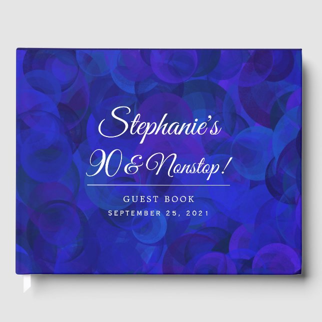 Elegant Royal Blue 90 und Nonstop Birthday Party Gästebuch (Vorderseite)