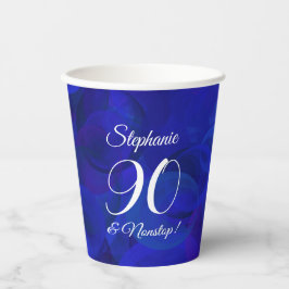 Elegant Royal Blue 90 und Nonstop Birthday Party Pappbecher