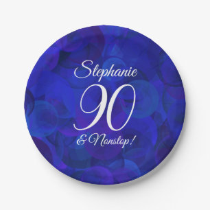 Elegant Royal Blue 90 und Nonstop Birthday Party Pappteller