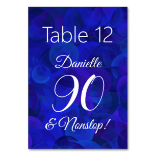 Elegant Royal Blue 90 und Nonstop Birthday Party Tischnummer