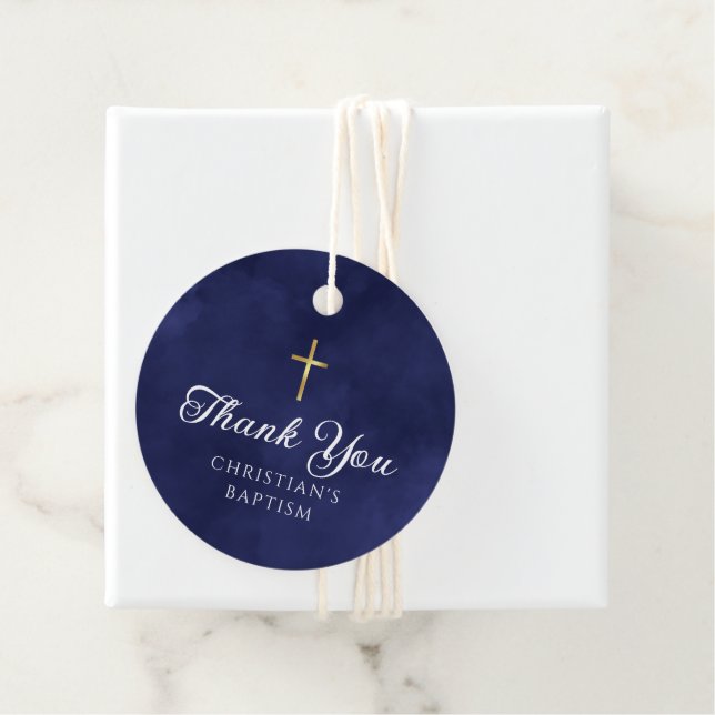 Elegant Royal Blue Baptism Boy Vielen Dank Geschenkanhänger (Beispiel)