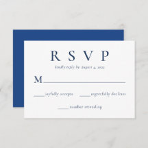 Elegant Royal Blue Beige Wedding RSVP Card