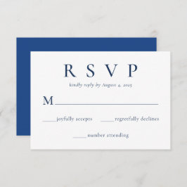 Elegant Royal Blue Beige Wedding RSVP Card