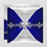 Elegant Royal Blue Birthday Jewel White Silk Einladung<br><div class="desc">Elegant Royal Blue Geburtstag Silver Jewel White Silk Jeden Anlaß Einladungen. Party Geburtstag lädt Template für Sweet 16,  Quinceanera,  21.,  30.,  40.,  50.,  60.,  70.,  80.,  90.,  100.</div>