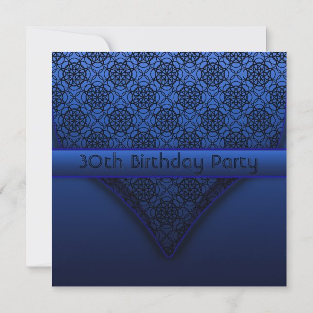 Elegant Royal Blue Birthday Party Einladungen (Vorderseite)