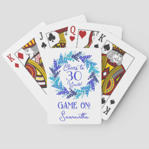 Elegant Royal Blue Cheers bis 30 Jahre Geburtstag Spielkarten