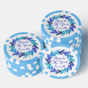 Elegant Royal Blue Cheers zu 50 Jahren Geburtstag Pokerchips
