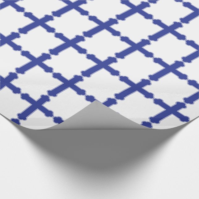 Elegant Royal Blue Cross Geschenkpapier (Ecke)