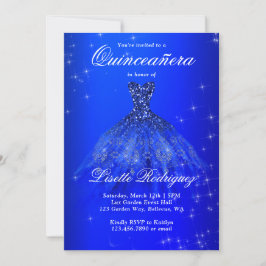 Elegant Royal Blue Dress Quinceanera Einladung