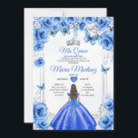 Elegant Royal Blue Floral Princess Mis Quince Einladung<br><div class="desc">Elegant Royal Blue Floral Prinzessin Mis Quince Einladung Mis Quince 15 Anos,  16. Geburtstag Schmetterling.</div>