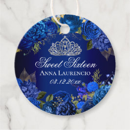 Elegant Royal Blue Floral Rose Sweet 16 Geschenkanhänger
