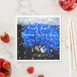 Elegant Royal Blue Heart Leaf Tree Serviette