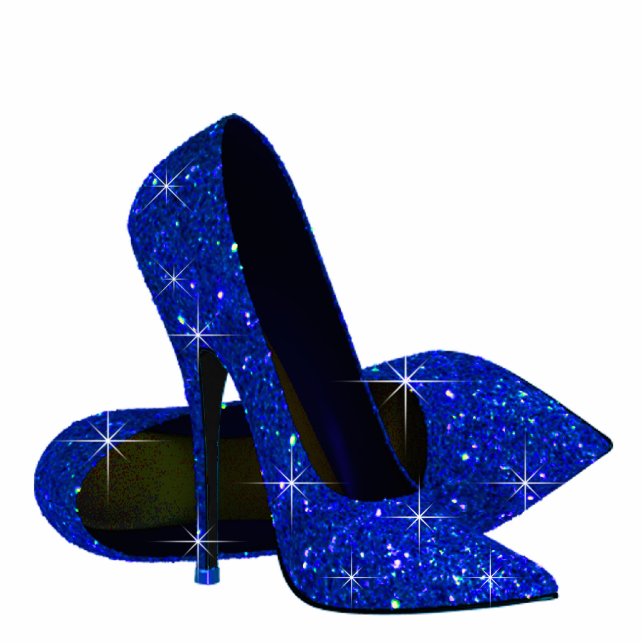 Elegant Royal Blue High Heel Shoes Freistehende Fotoskulptur (Vorne)