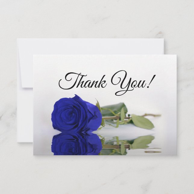 Elegant Royal Blue Mirrored Rose Simple Wedding Dankeskarte (Vorderseite)