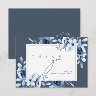 Elegant Royal Blue Opulence Floral Wedding Dankeskarte