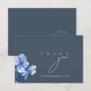 Elegant Royal Blue Opulence Floral Wedding Dankeskarte