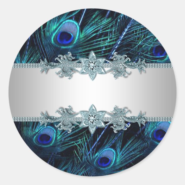 Elegant Royal Blue Peacock Stickers (Vorderseite)