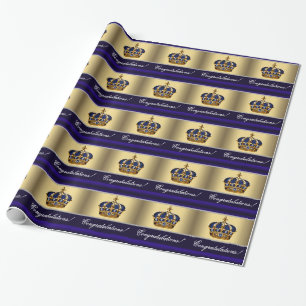 Elegant Royal Blue Prince Baby Shower Wrap Geschenkpapier