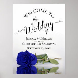 Elegant Royal Blue Rose Classy Wedding Willkommen Poster
