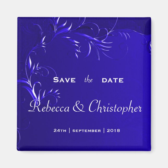 Elegant Royal Blue Save the Date Magnet (Vorne)