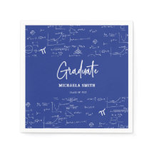 Elegant Royal Blue Script Math Graduate Party