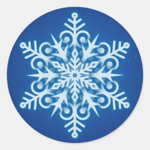 Elegant Royal Blue Snowflake Weihnachten Runder Aufkleber