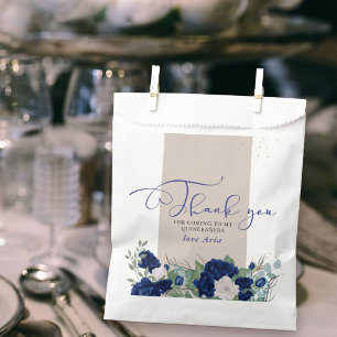 Elegant Royal Blue und Ivory Rose Vielen Dank Geschenktütchen