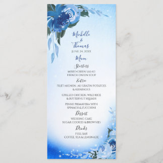 Elegant Royal Blue Watercolor Menükarte