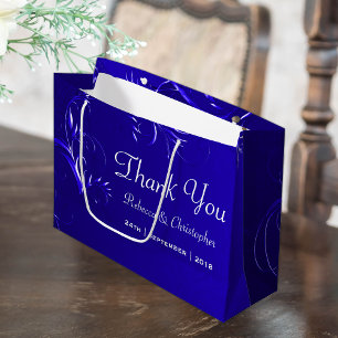 Elegant Royal Blue Wedding Vielen Dank Große Geschenktüte