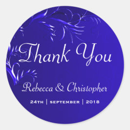 Elegant Royal Blue Wedding Vielen Dank Runder Aufkleber