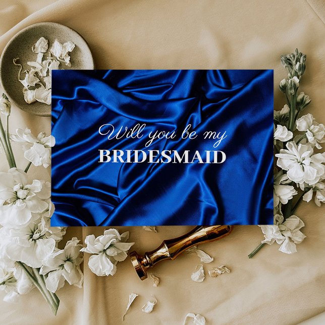 Elegant Royal Blue wirst du meine Bridesmaid sein Postkarte (Von Creator hochgeladen)