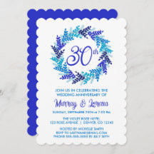 Elegant Royal Blue Wreath 30. Hochzeitstag